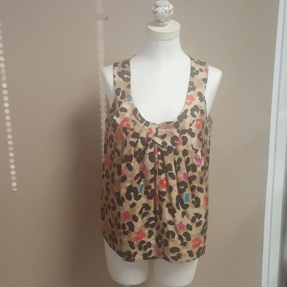 SOLD!! KATE SPADE Animal Print Bow Silk Top - Picture 1 of 4